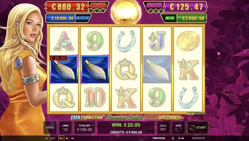 Cash Connection - Charming Lady's Boom Coins базовая игра выигрыш